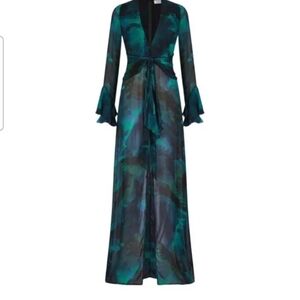 Chic Teal and Black Maxi Dress